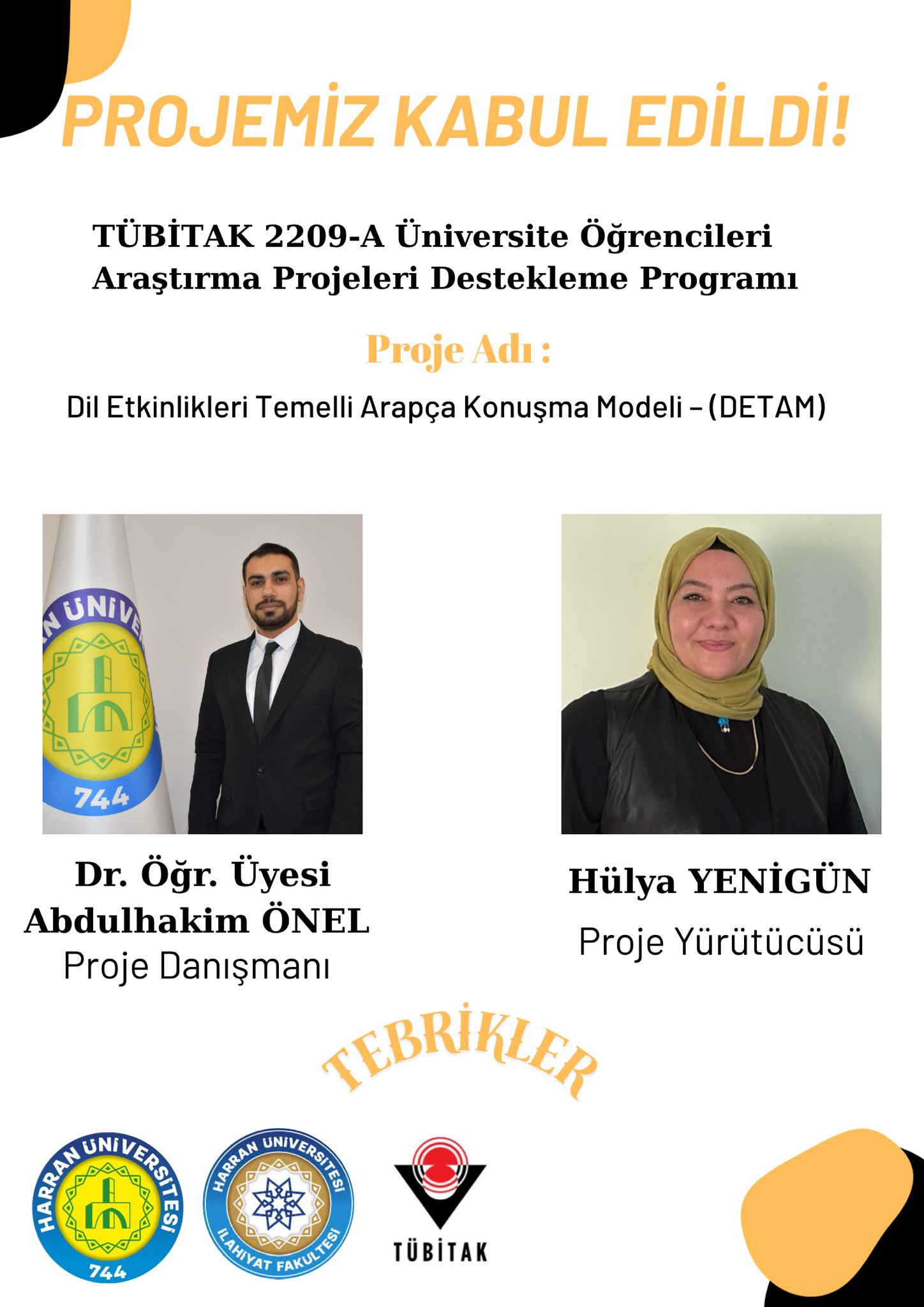 TÜBİTAK 2209-A Projemiz Kabul Edildi